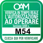 OAM — Verifica in tempo reale l'autorizzazione ad operare — Iscrizione OAM n. M54 — Clicca sul logo per verificare